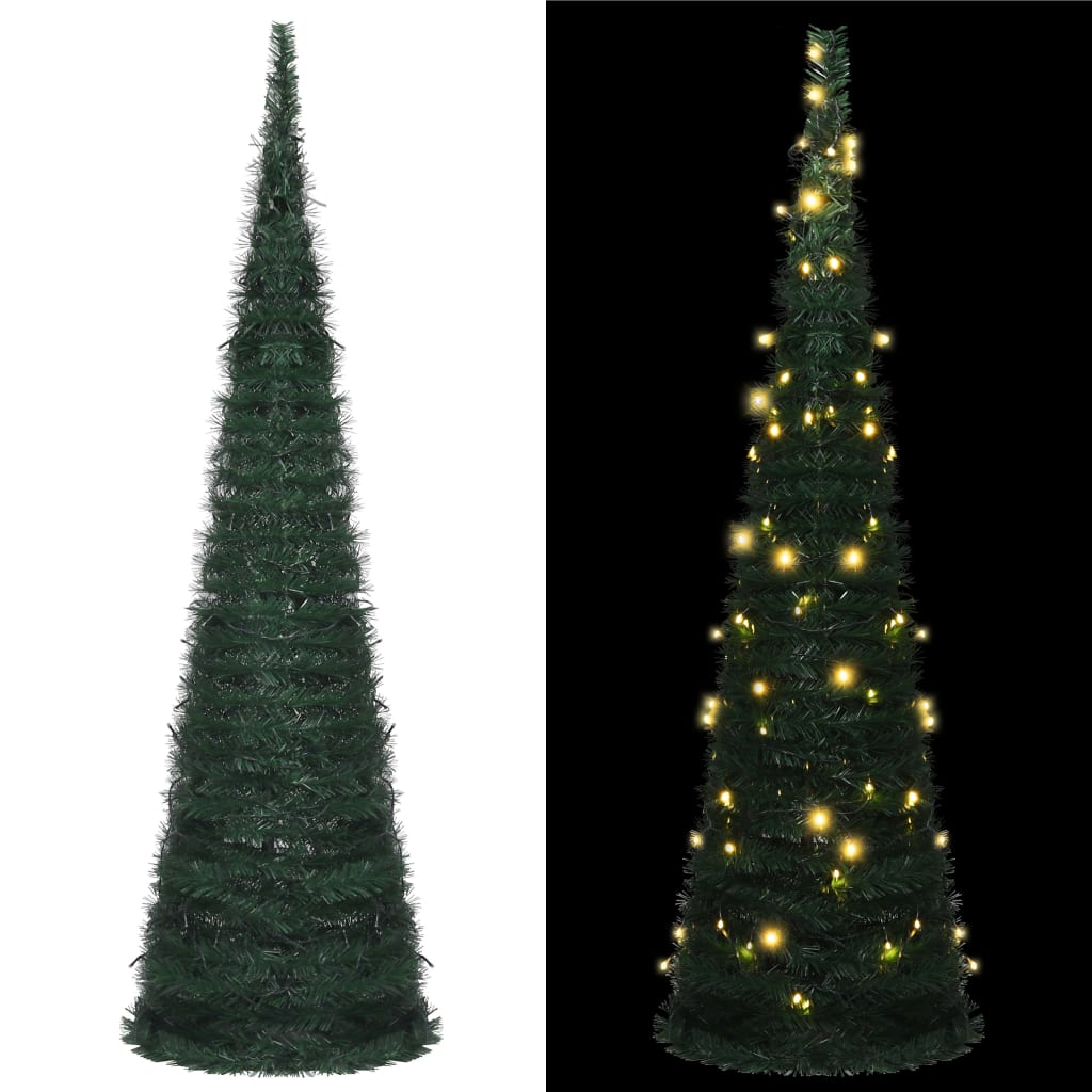 vidaXL Pop-up String Artificial Pre-lit Christmas Tree Green 150 cm