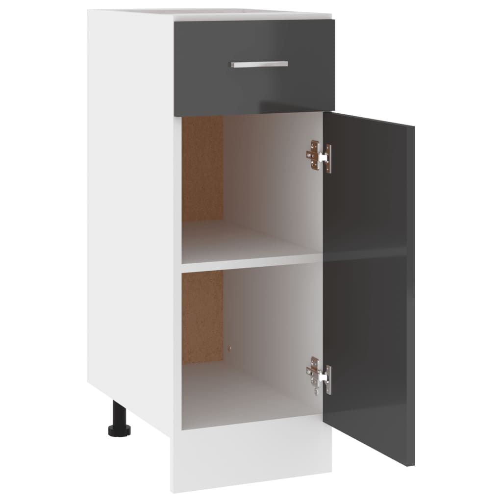 vidaXL Drawer Bottom Cabinet High Gloss Grey 30x46x81.5 cm Engineered Wood