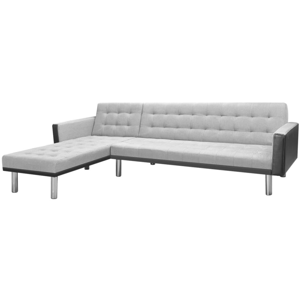 vidaXL Corner Sofa Bed Fabric 218x155x69 cm Black and Grey