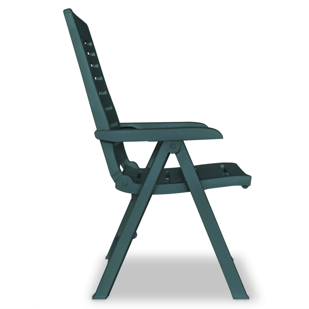 vidaXL Reclining Garden Chairs 4 pcs Plastic Green