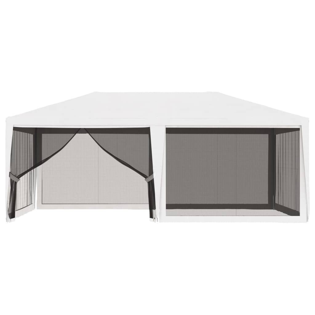 vidaXL Party Tent with 4 Mesh Sidewalls 4x6 m White