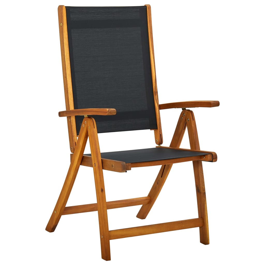 vidaXL Folding Garden Chairs 2 pcs Solid Acacia Wood and Textilene