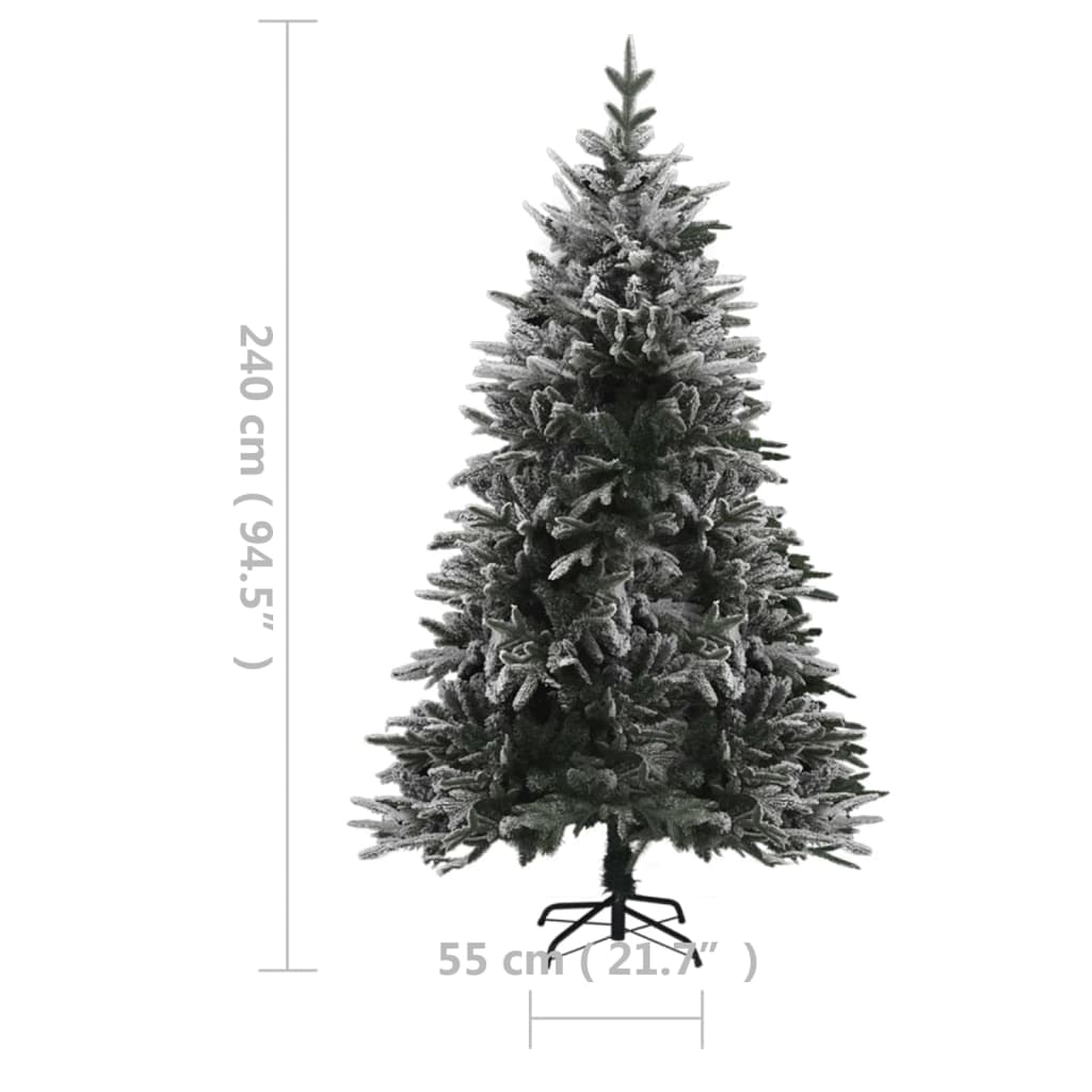 vidaXL Artificial Pre-lit Christmas Tree with Flocked Snow 240 cm PVC&PE