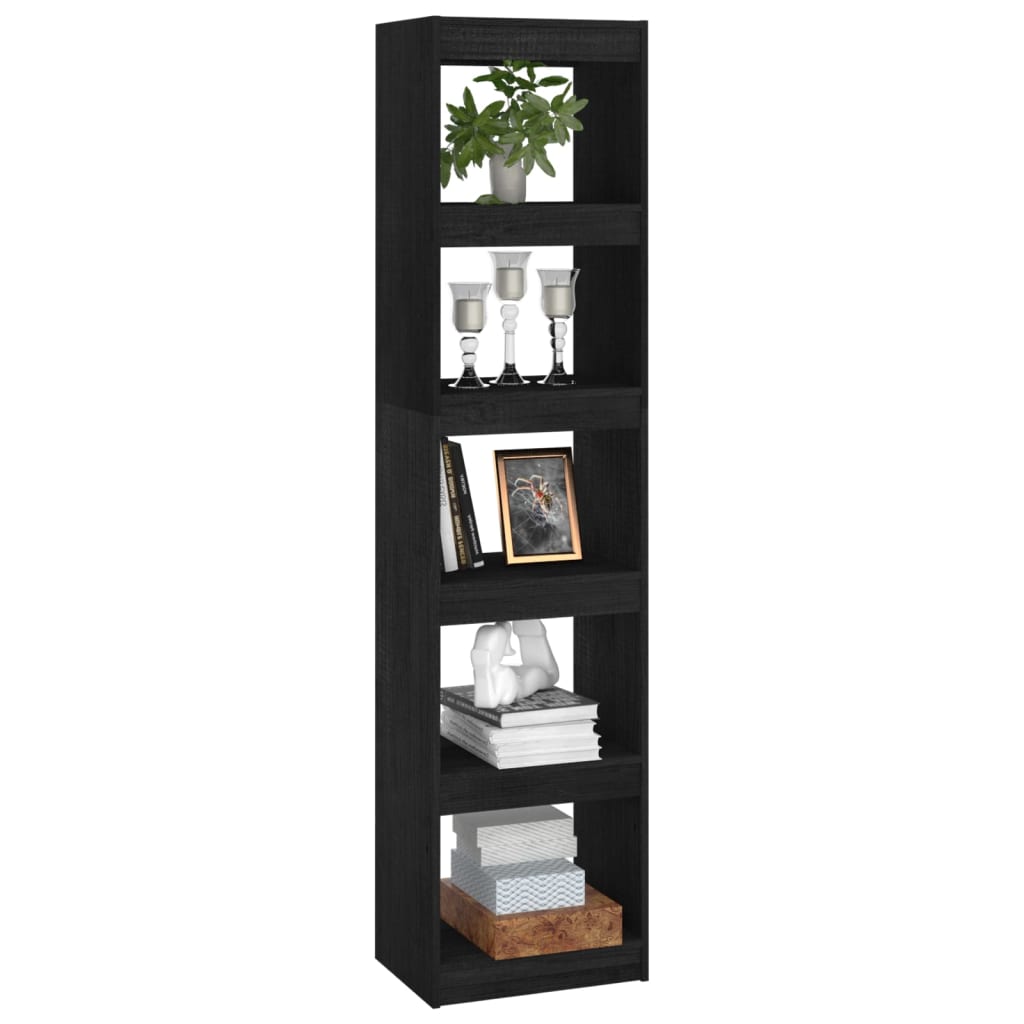 vidaXL Book Cabinet/Room Divider Black 40x30x167.5 cm Solid Pinewood