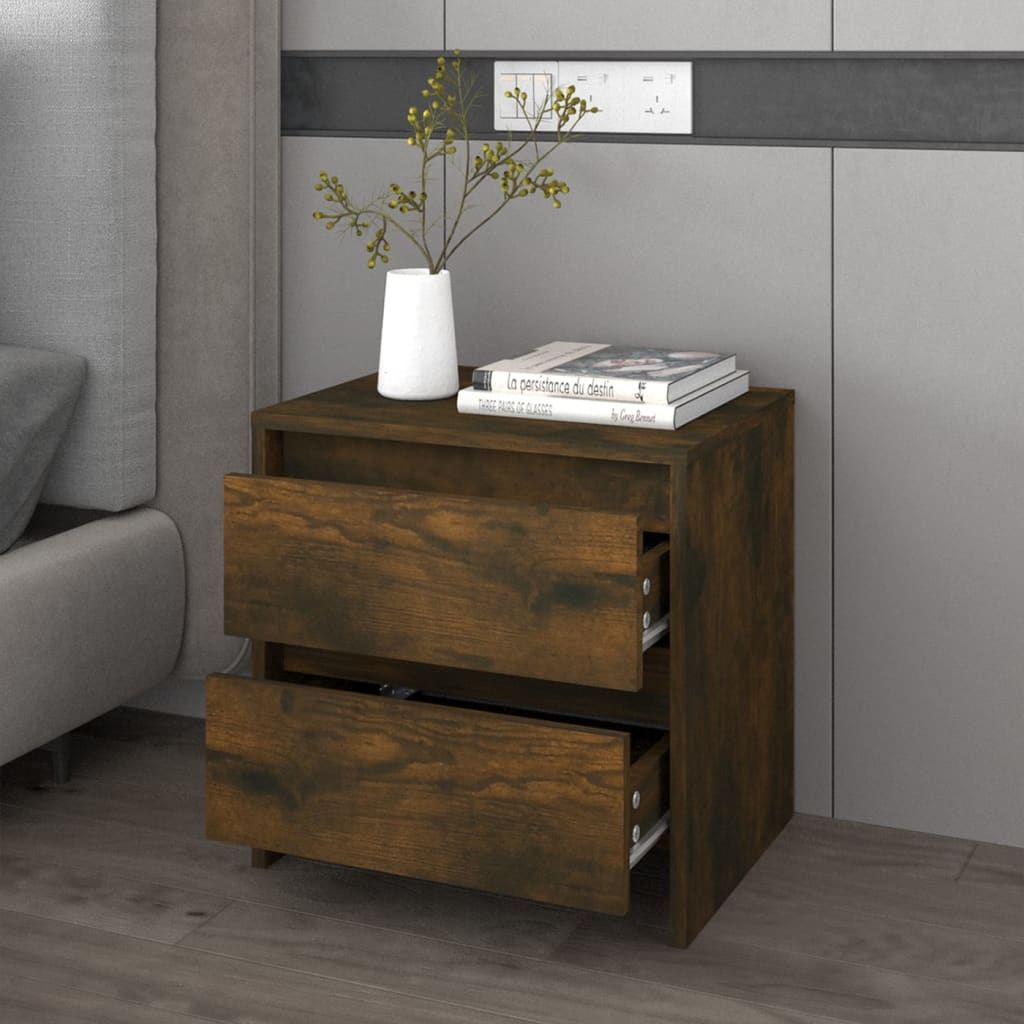 vidaXL Bedside Cabinet Smoked Oak 45x34.5x44.5 cm Engineered Wood