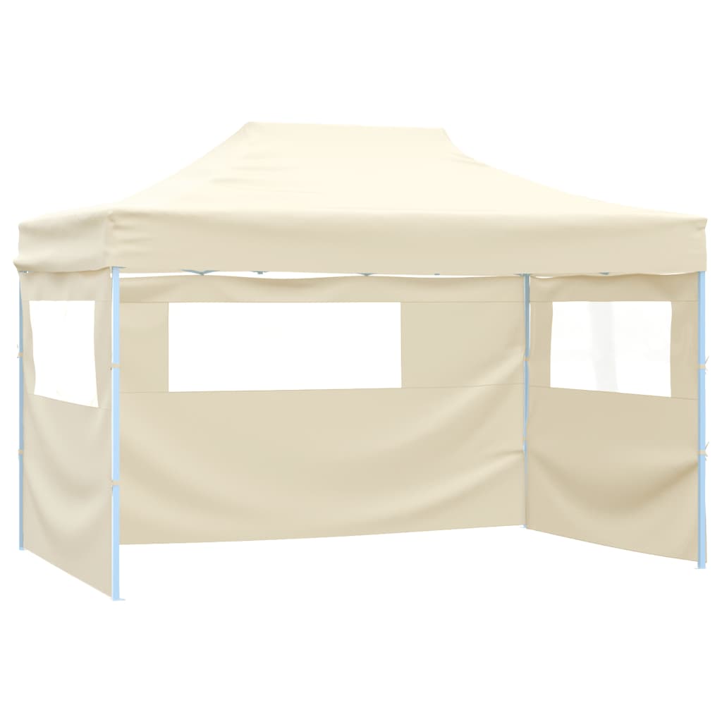 vidaXL Foldable Tent with 3 Walls 3x4.5 m Cream
