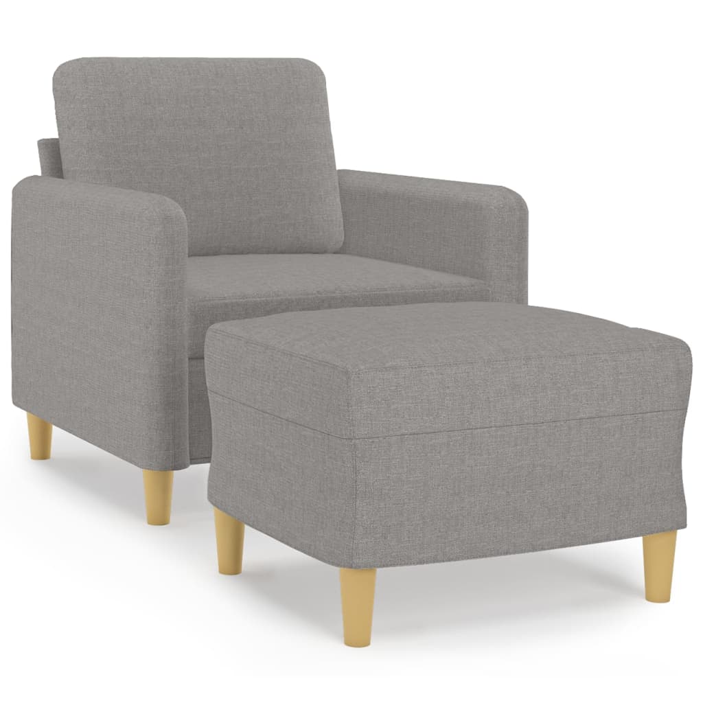 vidaXL Sofa Chair with Footstool Light Grey 60 cm Fabric