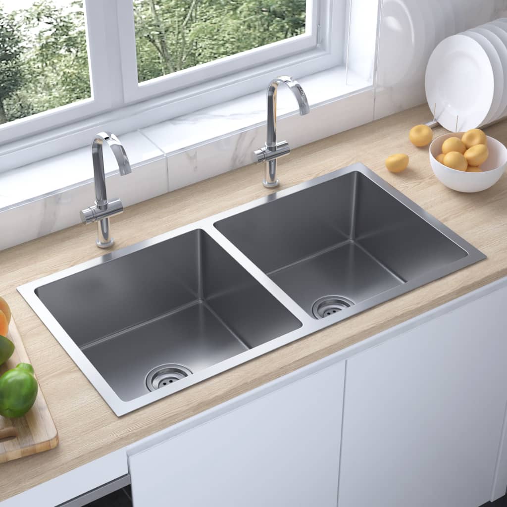 vidaXL Handmade Kitchen Sink Stainless Steel