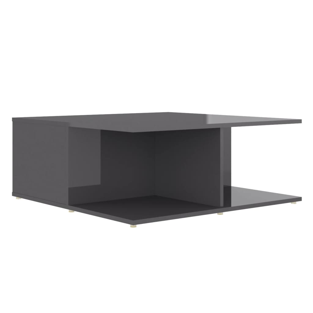 vidaXL Coffee Table High Gloss Grey 80x80x31 cm Engineered Wood