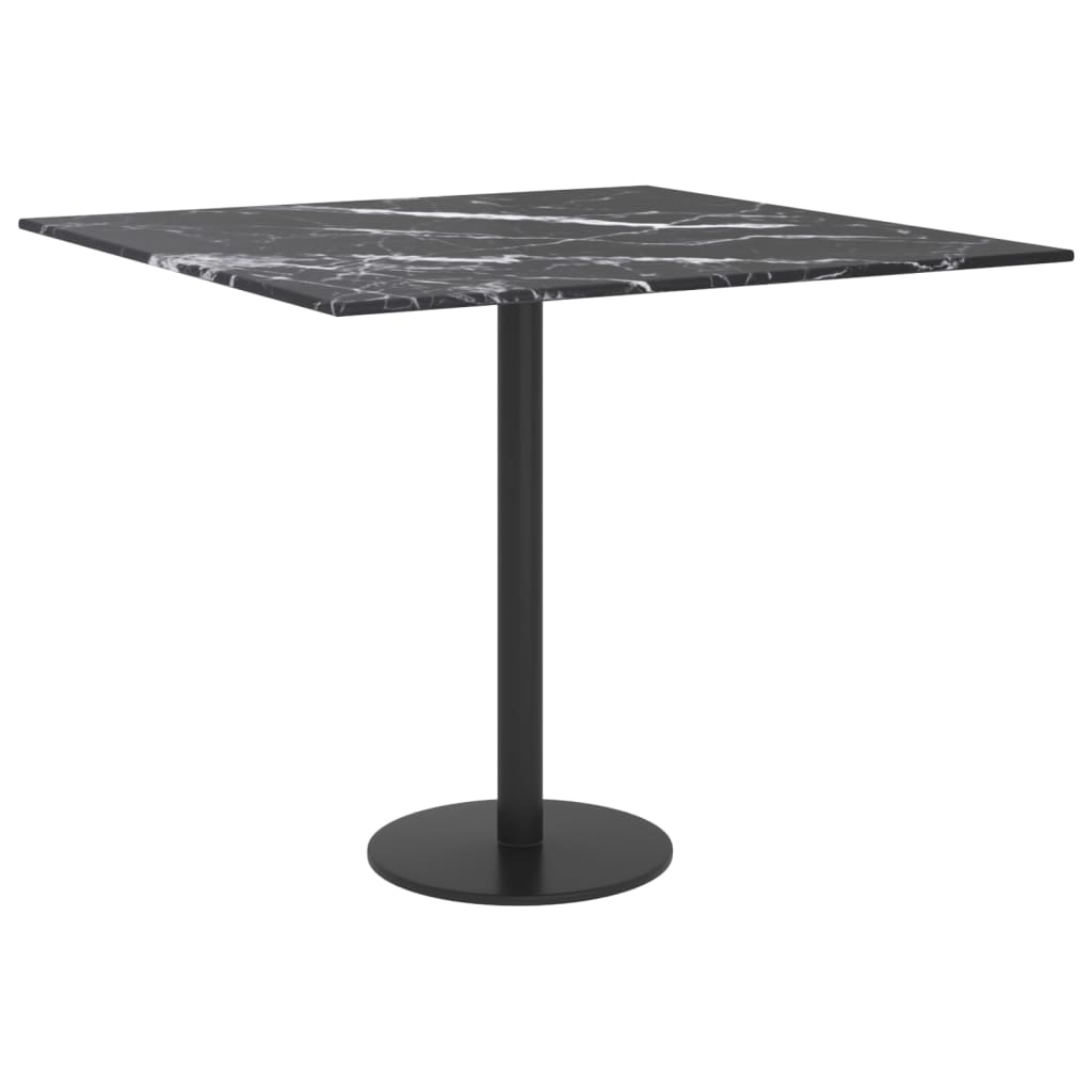vidaXL Table Top Black 50x50 cm 6 mm Tempered Glass with Marble Design