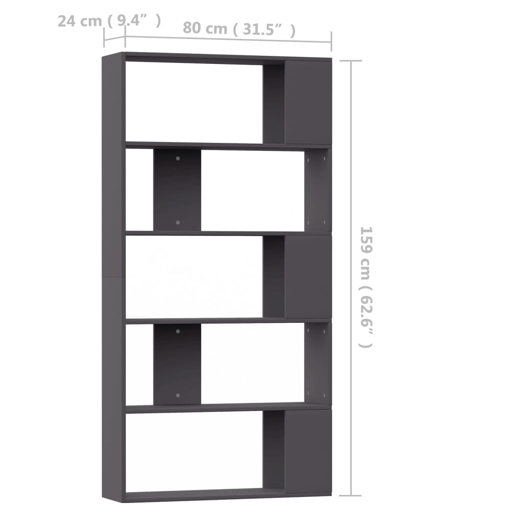 vidaXL Book Cabinet/Room Divider Grey 80x24x159 cm Engineered Wood