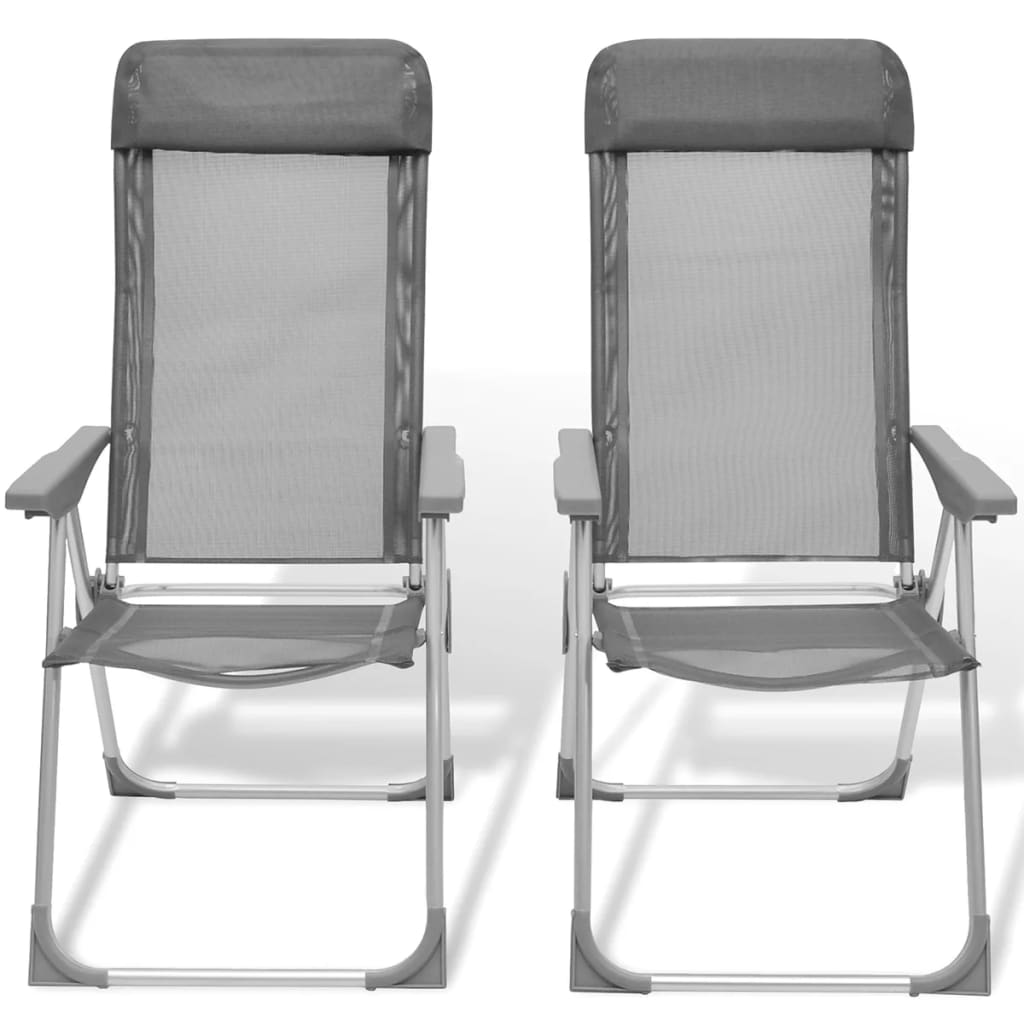 Foldable Adjustable Camping Chairs Aluminium Set of 2