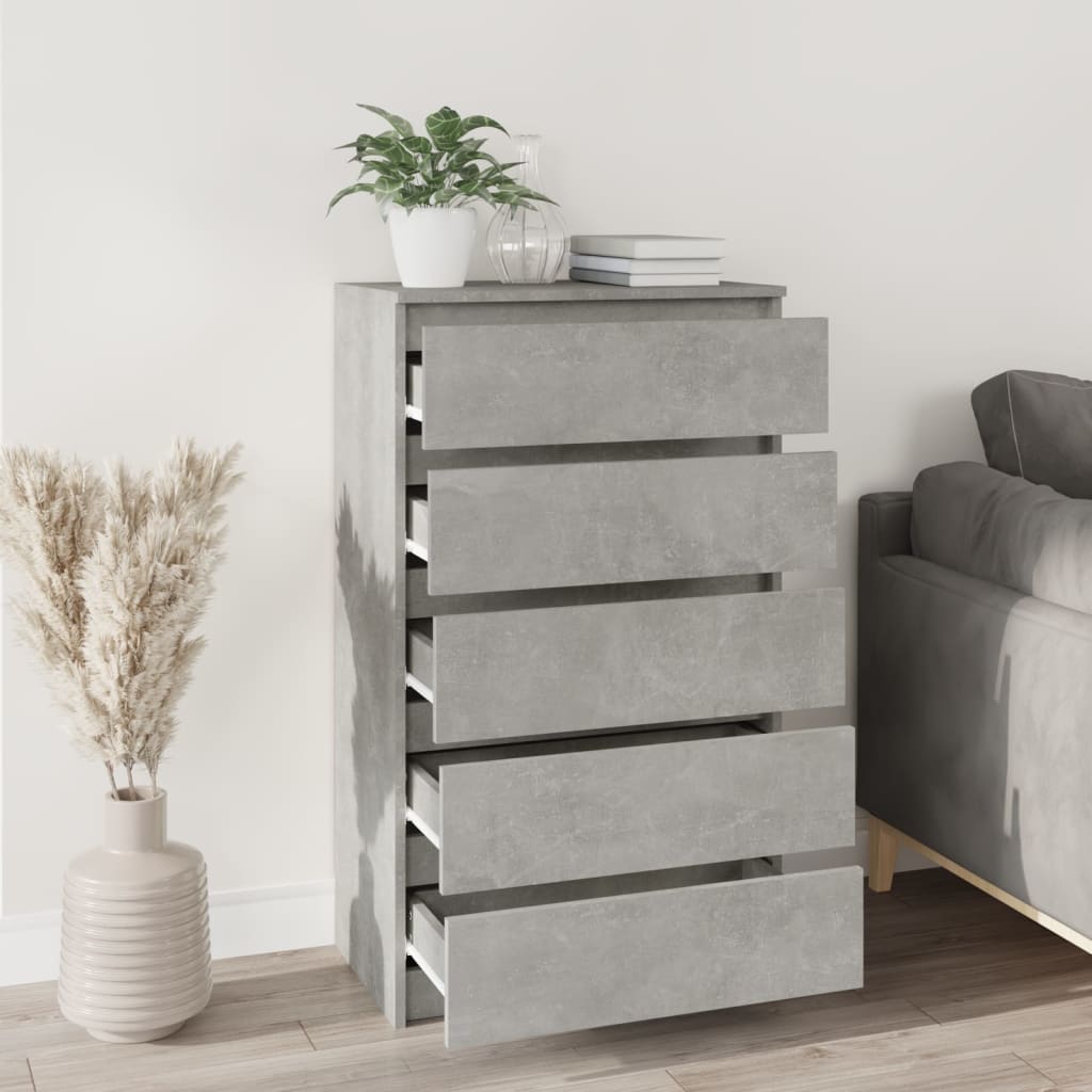 vidaXL Drawer Cabinet Concrete Grey 60x36x103 cm Engineered Wood
