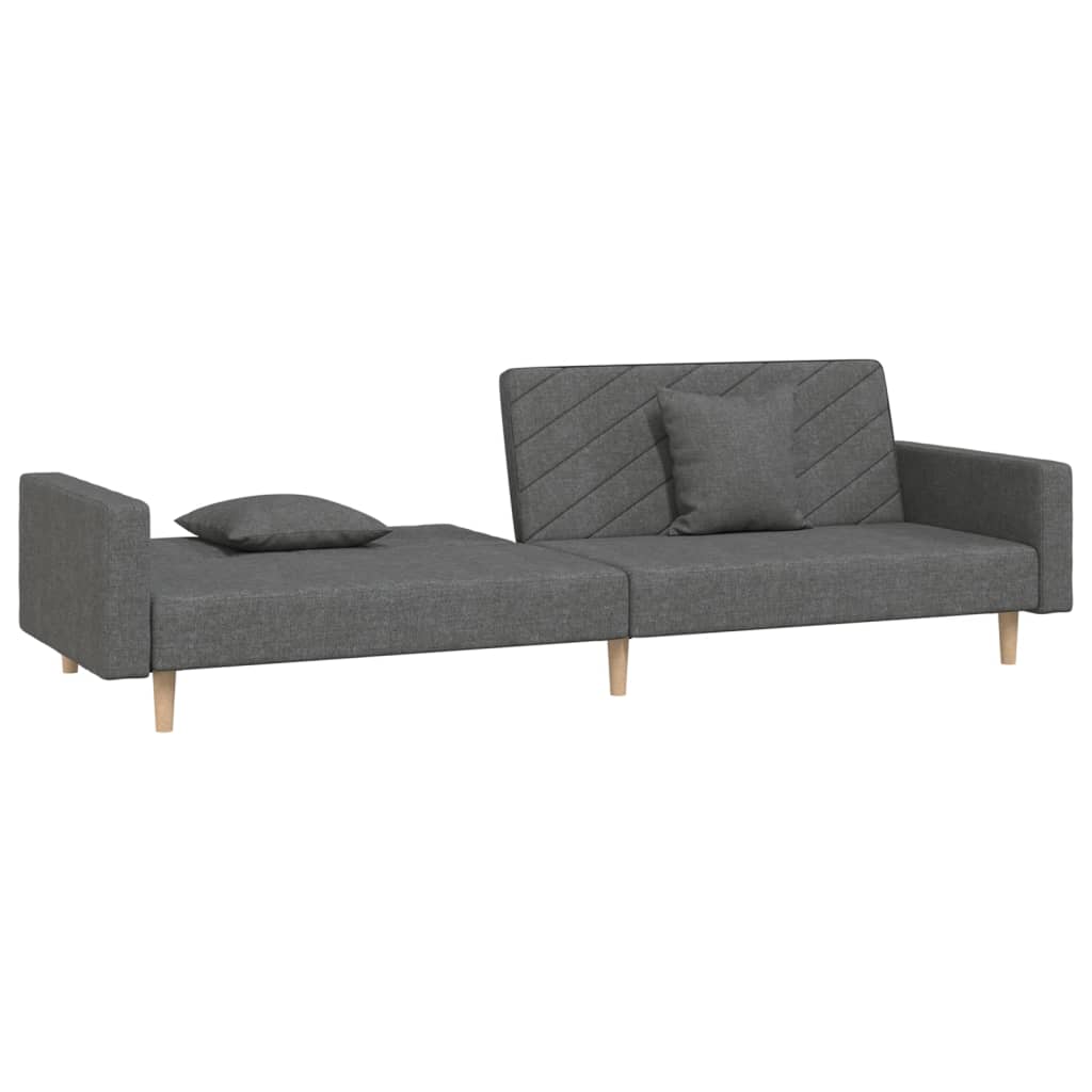 vidaXL 2-Seater Sofa Bed with Two Pillows Dark Grey Fabric
