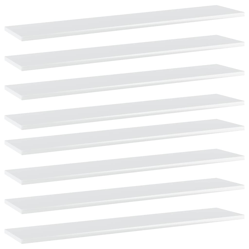 vidaXL Bookshelf Boards 8 pcs High Gloss White 100x20x1.5 cm Engineered Wood