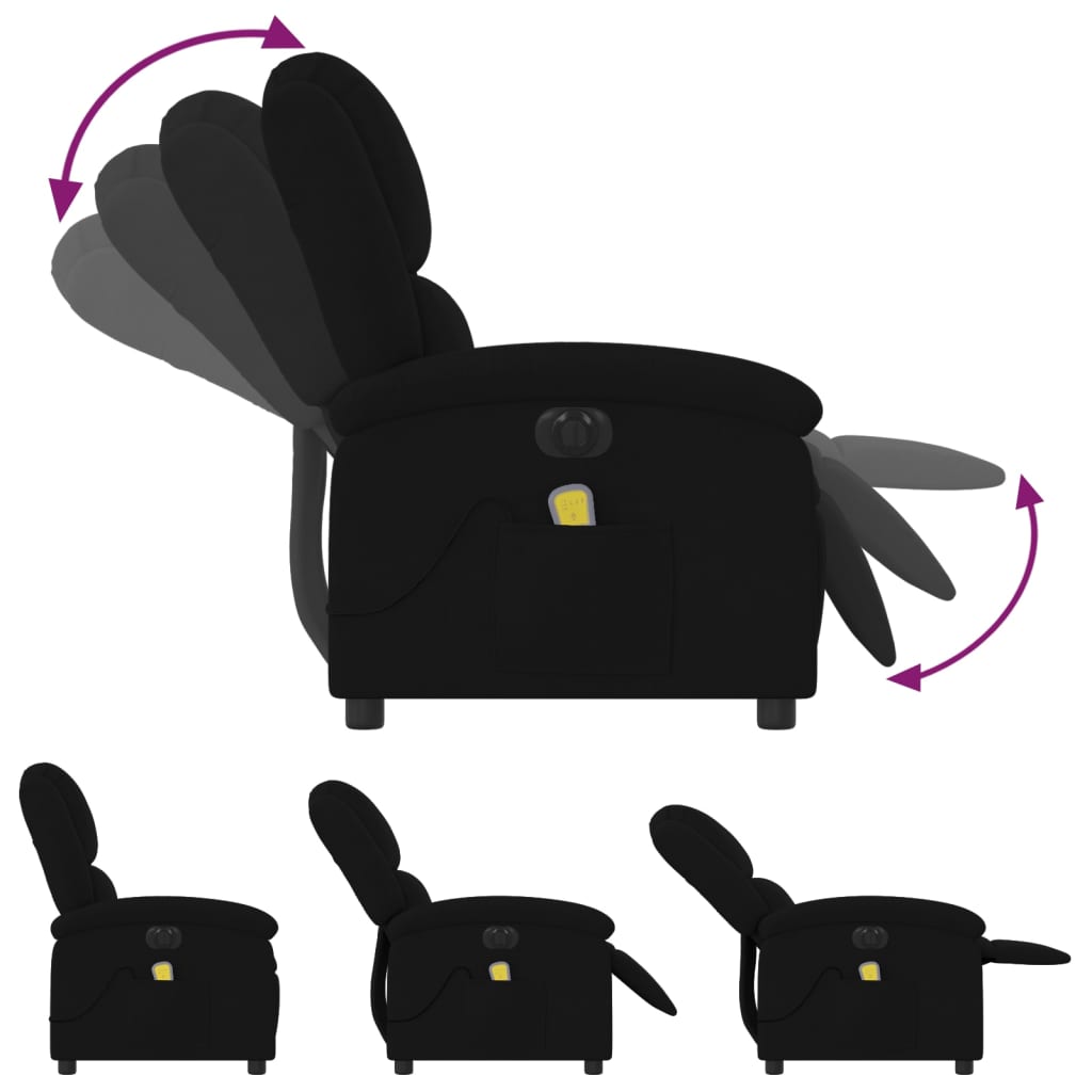 vidaXL Electric Massage Recliner Chair Black Velvet