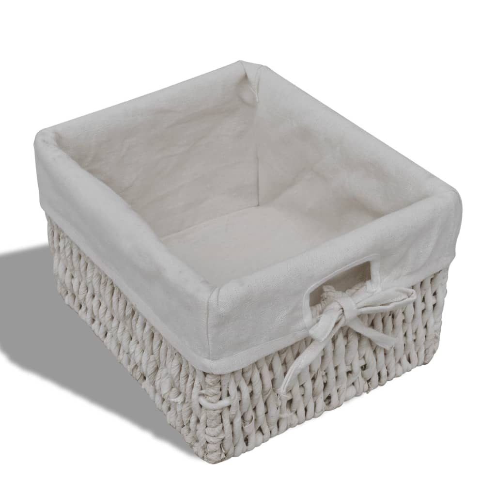 vidaXL Wooden Cabinet 3 Left Weaving Baskets White