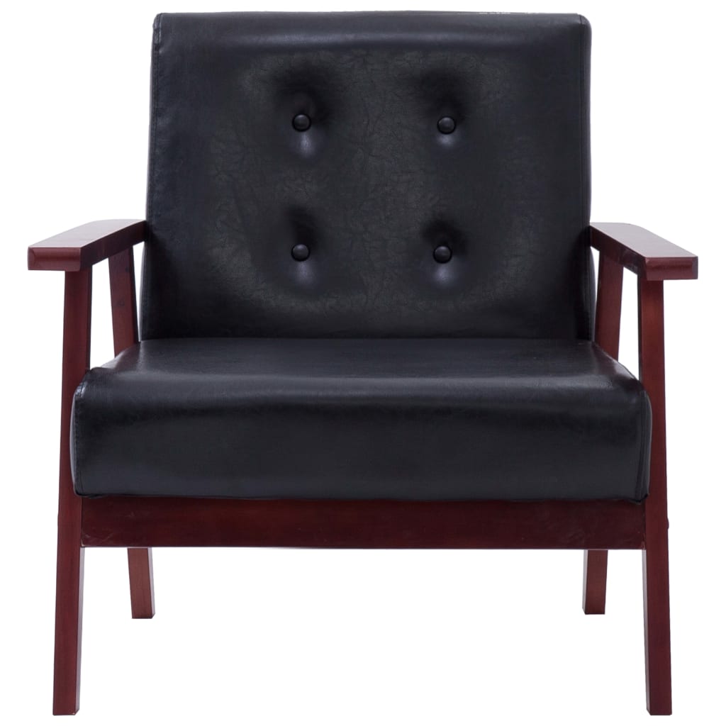 vidaXL Sofa Set 2 Piece Black Faux Leather