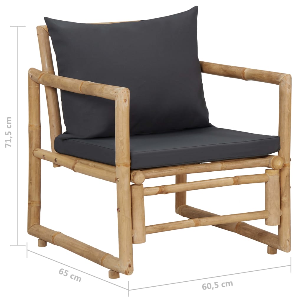 vidaXL 4 Piece Garden Lounge Set with Cushions Bamboo