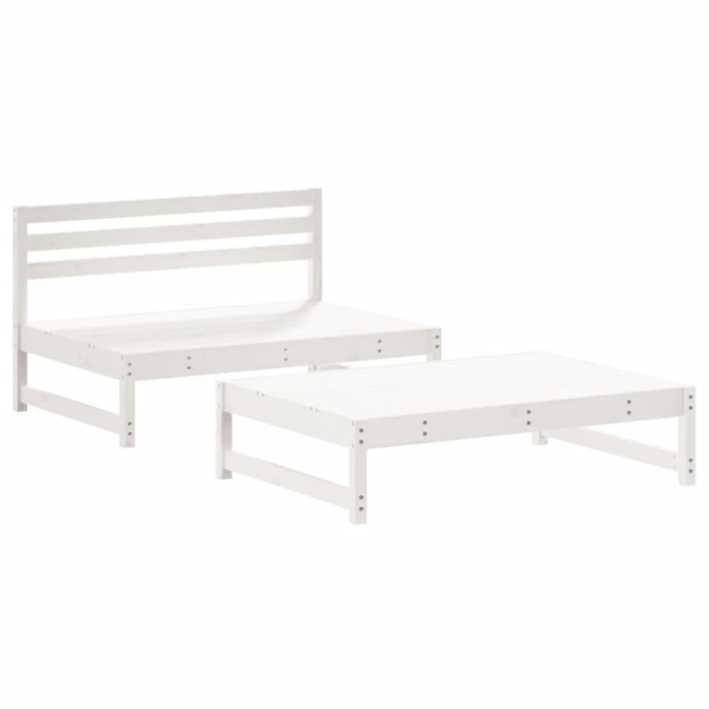 vidaXL 2 Piece Garden Lounge Set with Cushions White Solid Wood