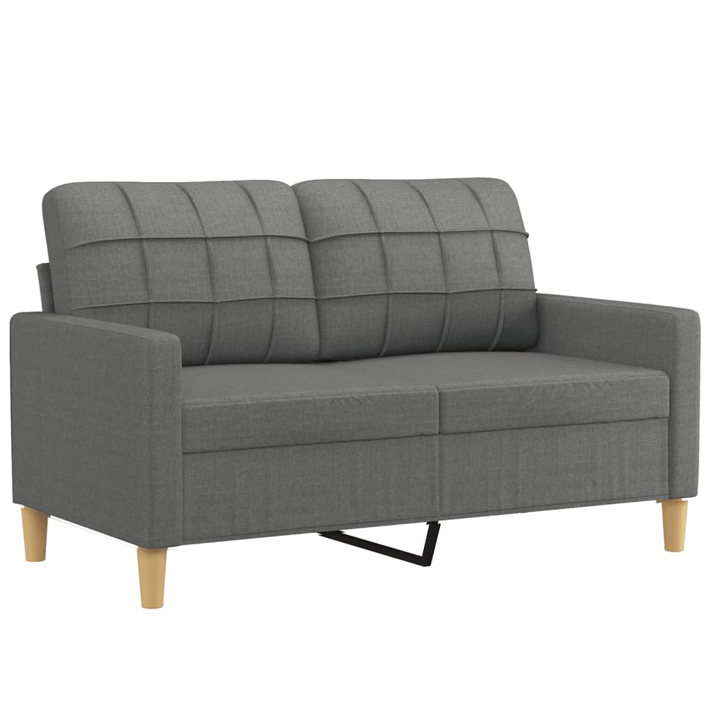 vidaXL 2-Seater Sofa with Throw Pillows Dark Grey 120 cm Fabric