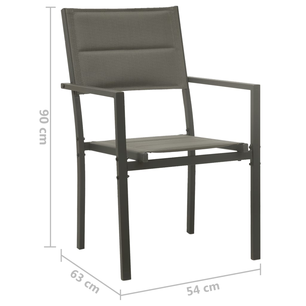 vidaXL Garden Chairs 2 pcs Textilene and Steel Grey and Anthracite