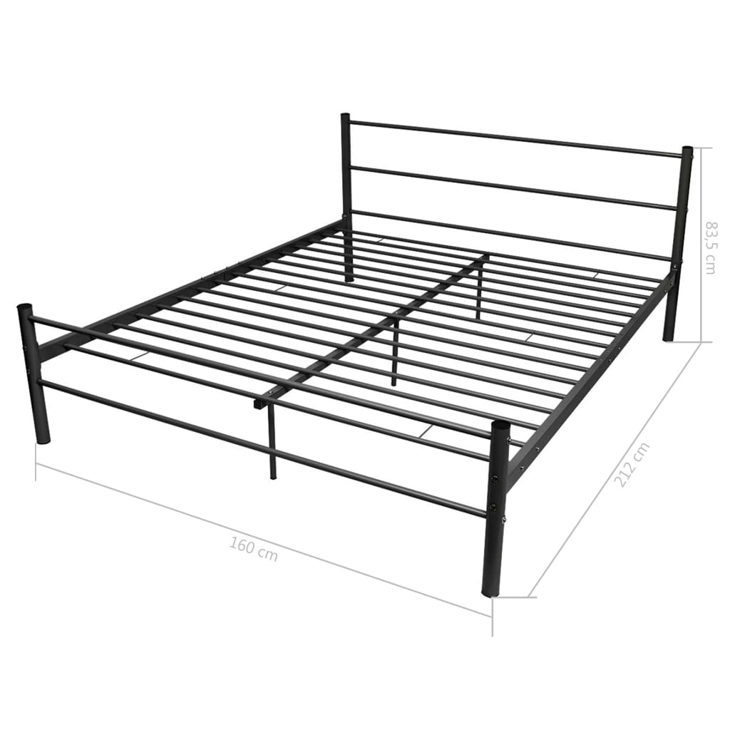 vidaXL Bed Frame Black Metal 153x203 cm Queen Size
