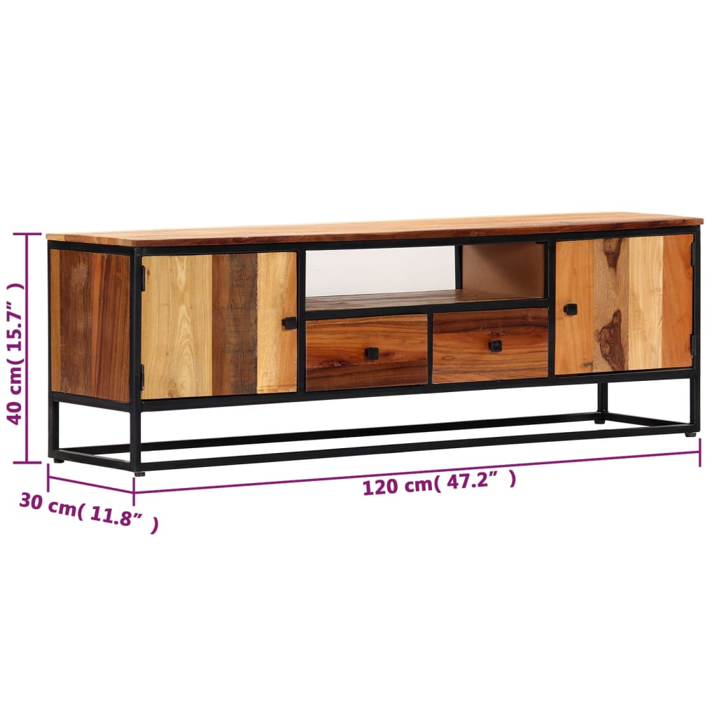 vidaXL TV Cabinet 120x30x40 cm Solid Reclaimed Wood and Steel