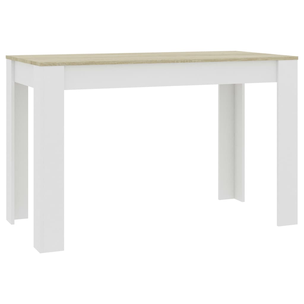 vidaXL Dining Table White and Sonoma Oak 120x60x76 cm Engineered Wood