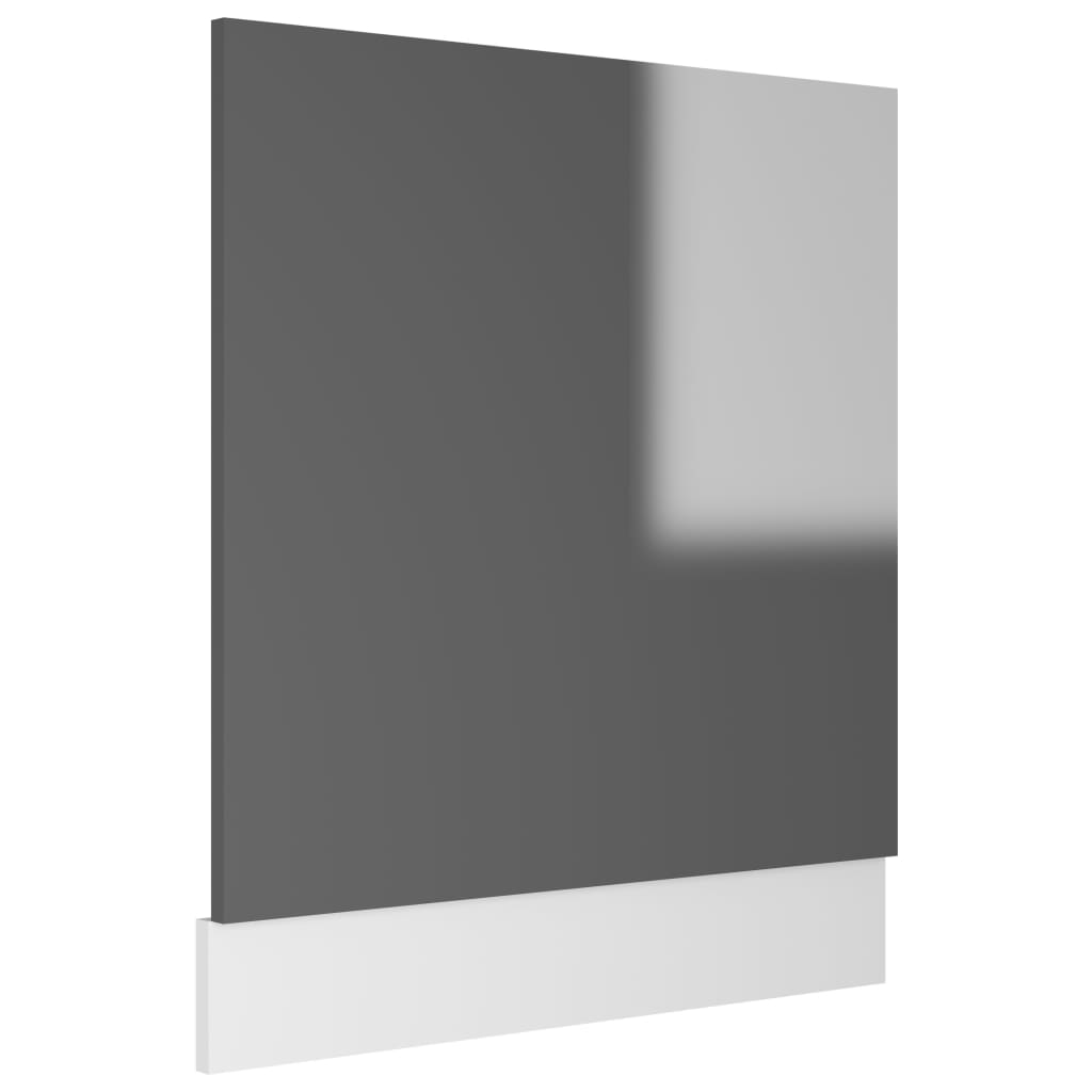 vidaXL Dishwasher Panel High Gloss Grey 59.5x3x67 cm Engineered Wood