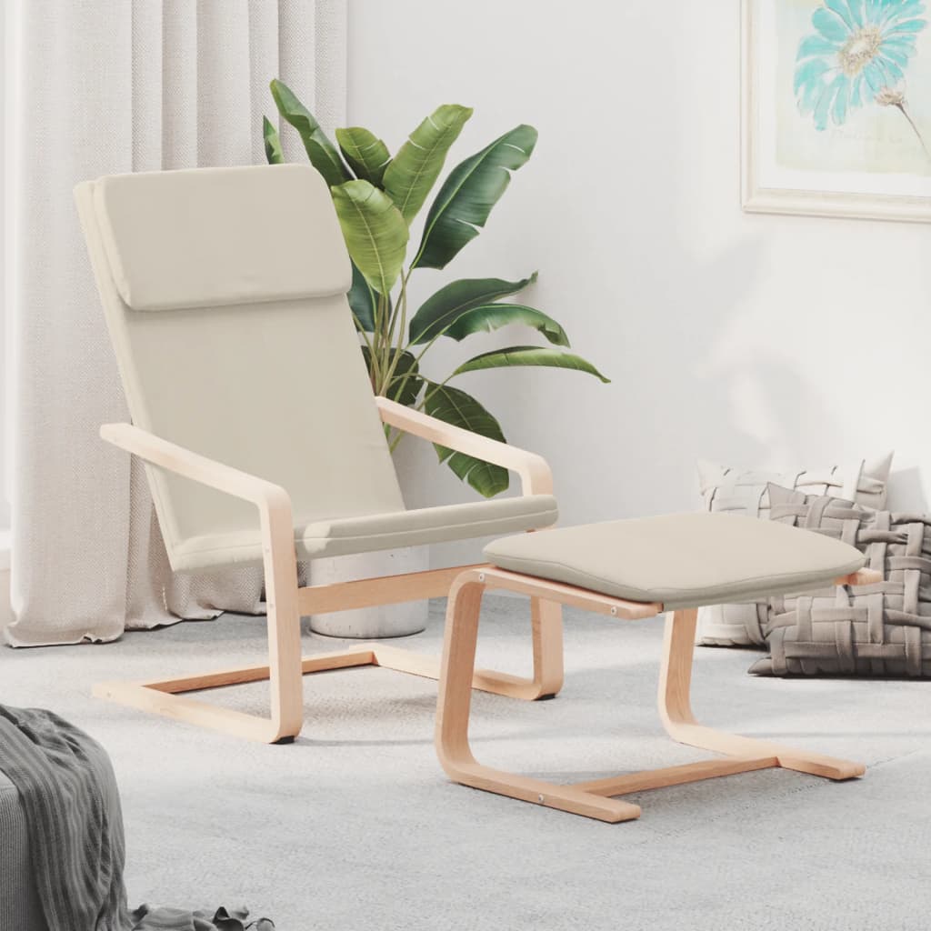 vidaXL Relaxing Chair with Footstool Cream Fabric