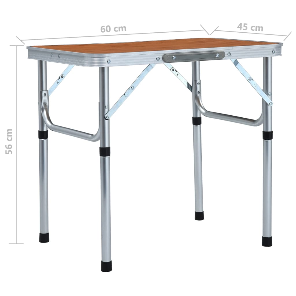 vidaXL Folding Camping Table Aluminium 60x45 cm