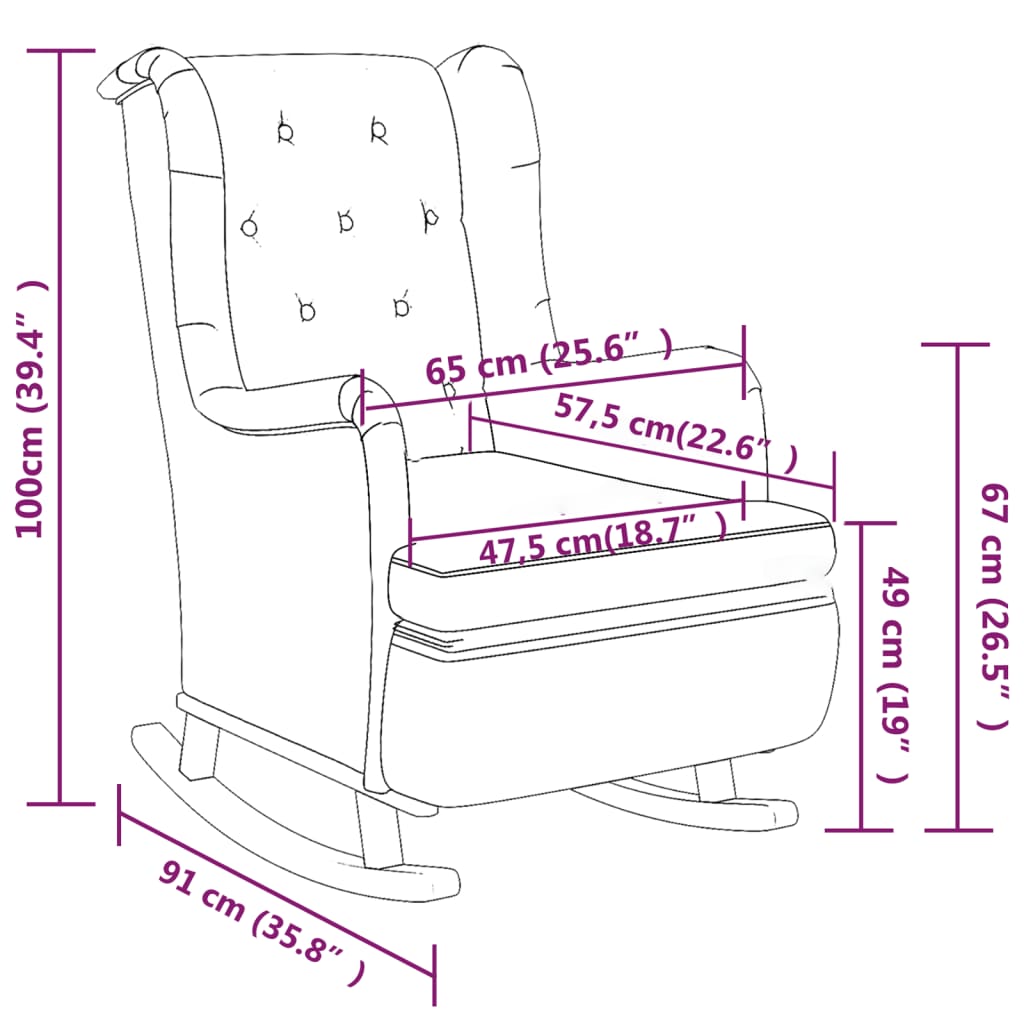 vidaXL Armchair with Rocking Legs and Stool Dark Grey Fabric