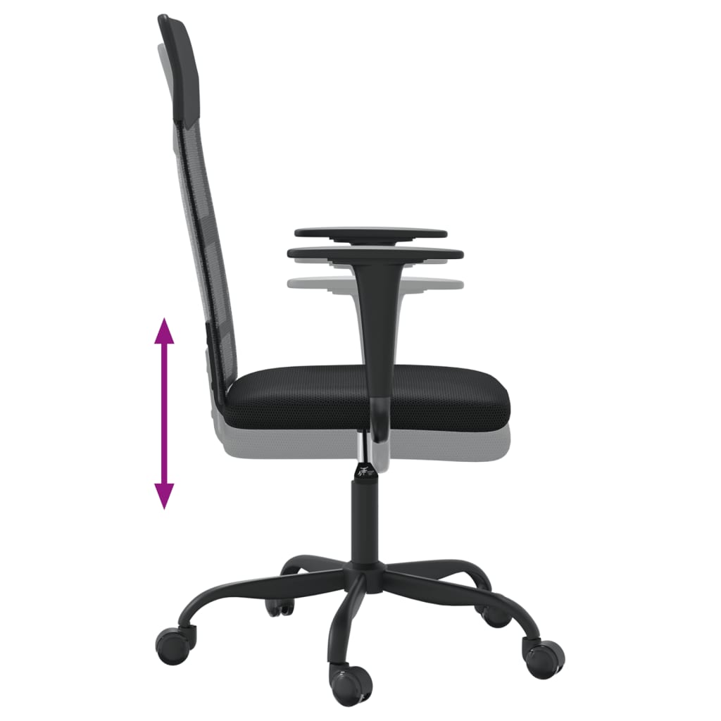 vidaXL Office Chair Height Adjustable Black Mesh Fabric and Faux Leather