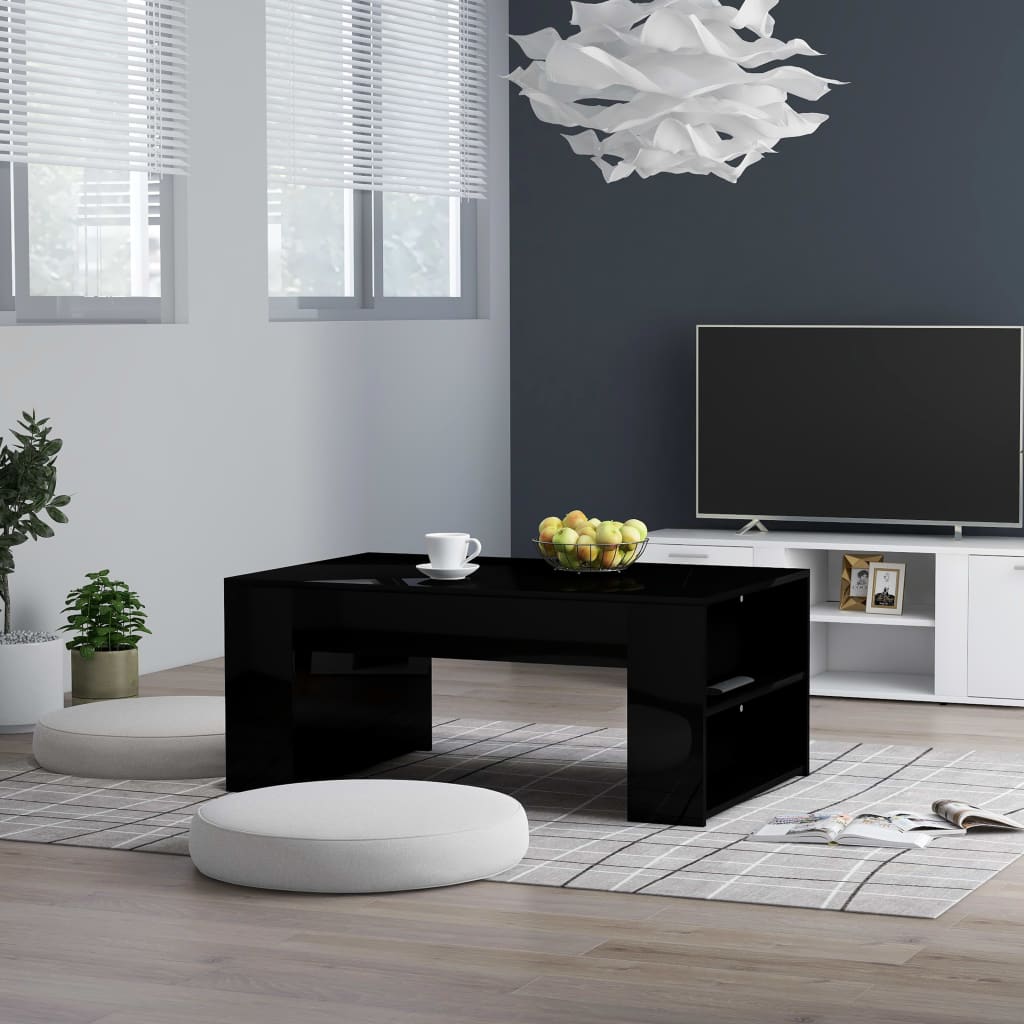 vidaXL Coffee Table High Gloss Black 100x60x42 cm Engineered Wood