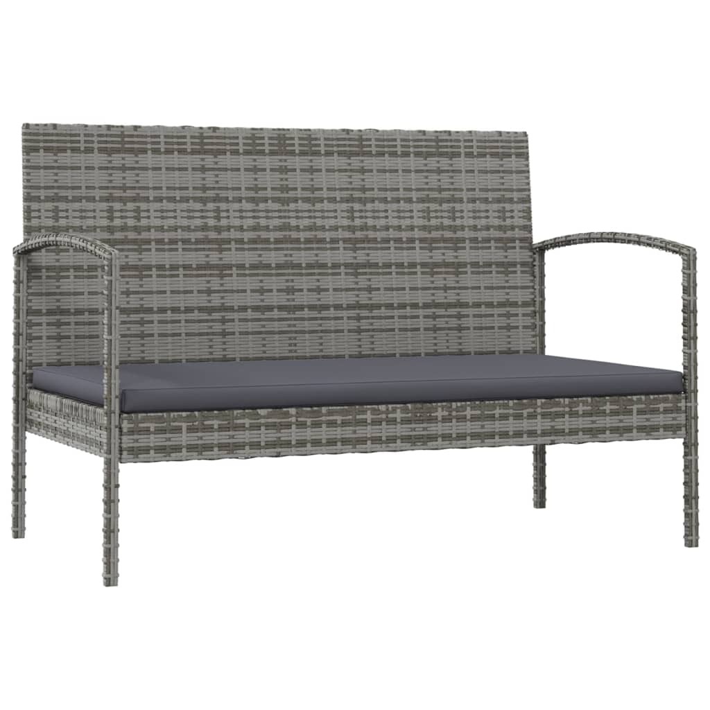 vidaXL 16 Piece Garden Lounge Set with Cushions Poly Rattan Grey