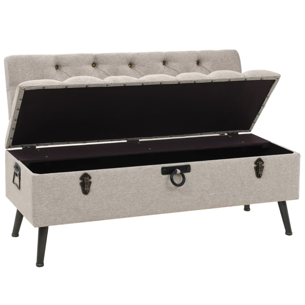 vidaXL Storage Bench with Backrest 110 cm Cream Fabric