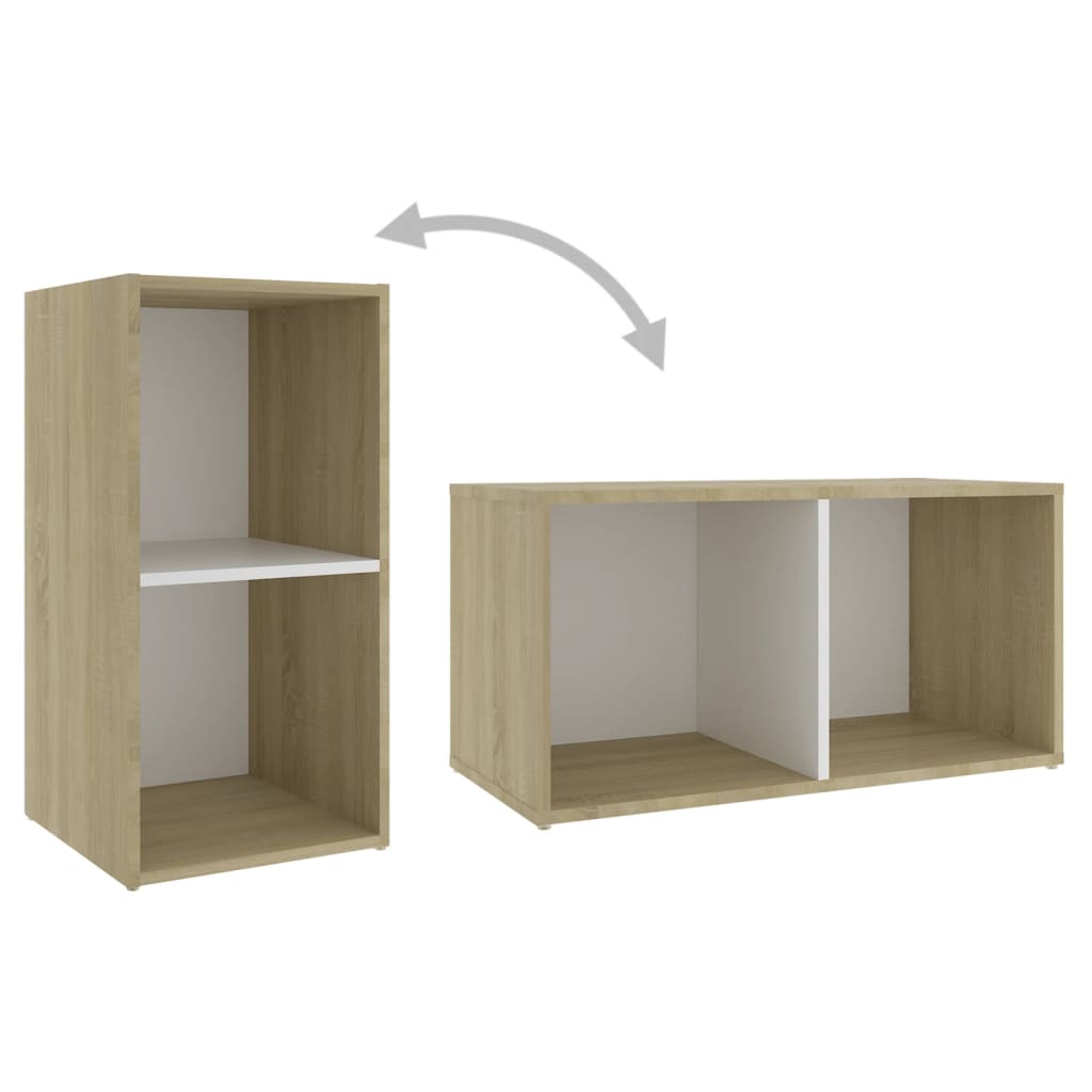 vidaXL 5 Piece TV Cabinet Set White and Sonoma Oak Engineered Wood