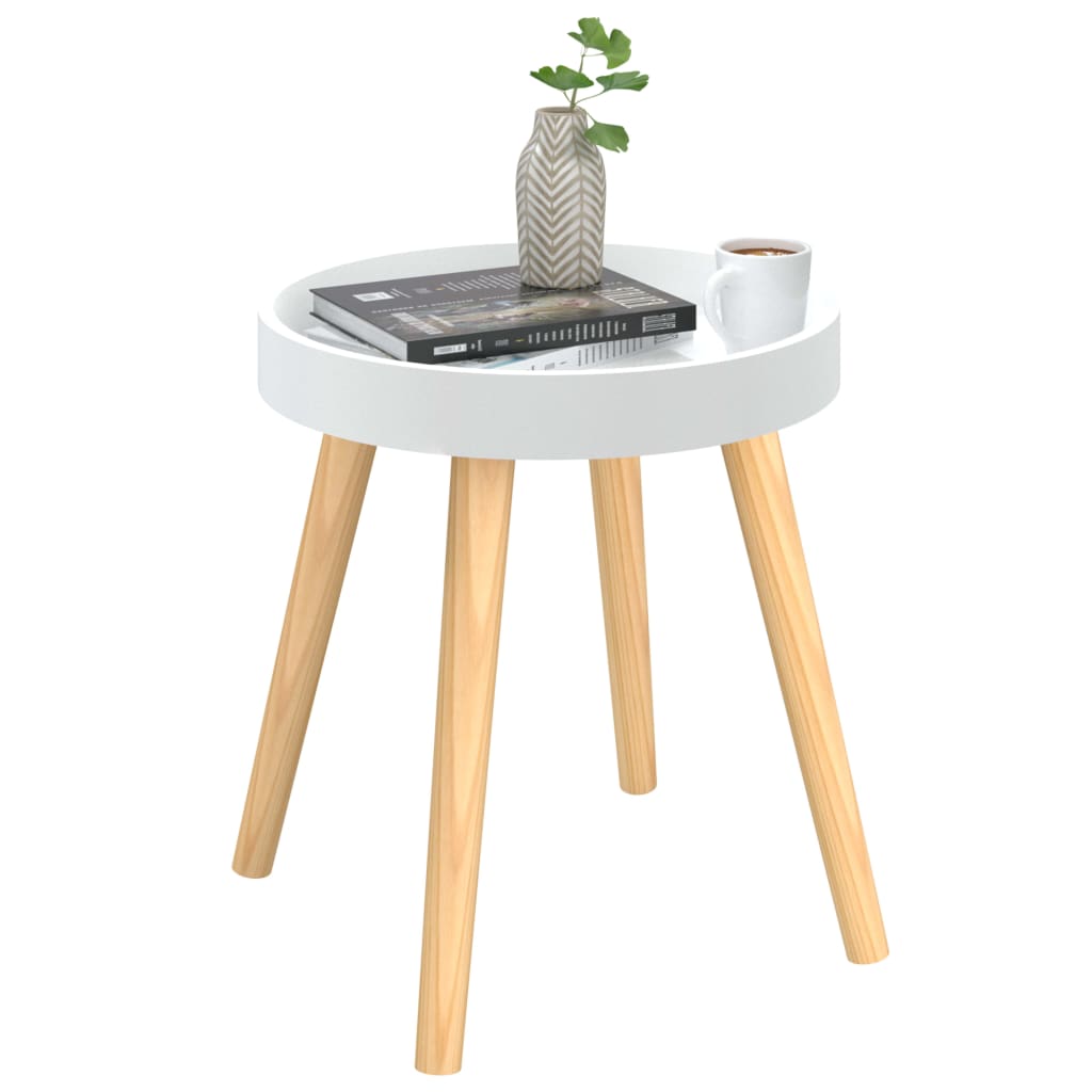 vidaXL Side Table White 38x38x40 cm Engineered Wood&Solid Wood Pine
