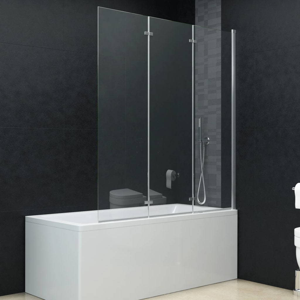 vidaXL Folding Shower Enclosure 3 Panels ESG 130x138 cm