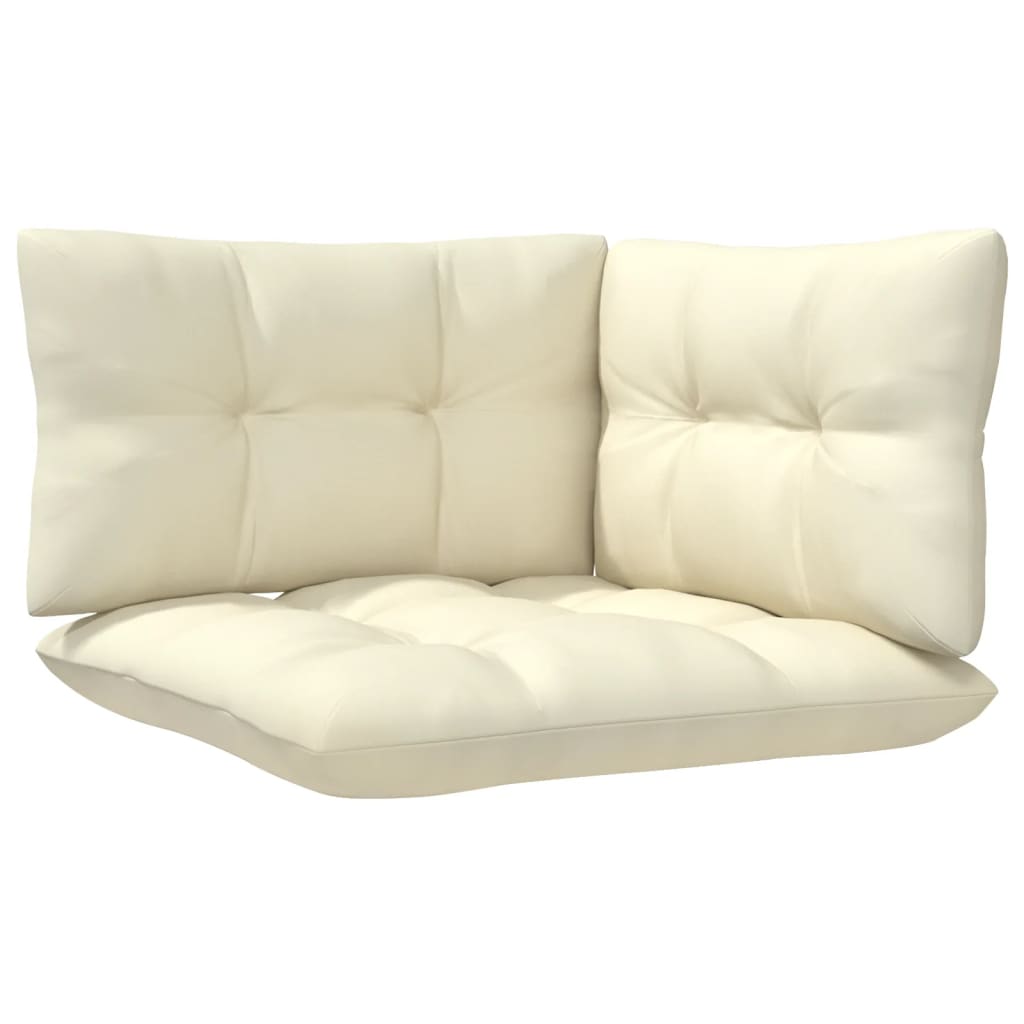 vidaXL 5 Piece Garden Lounge Set with Cream Cushions Pinewood