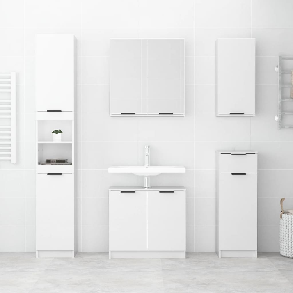 vidaXL Bathroom Cabinet High Gloss White 64.5x33.5x59cm Engineered Wood