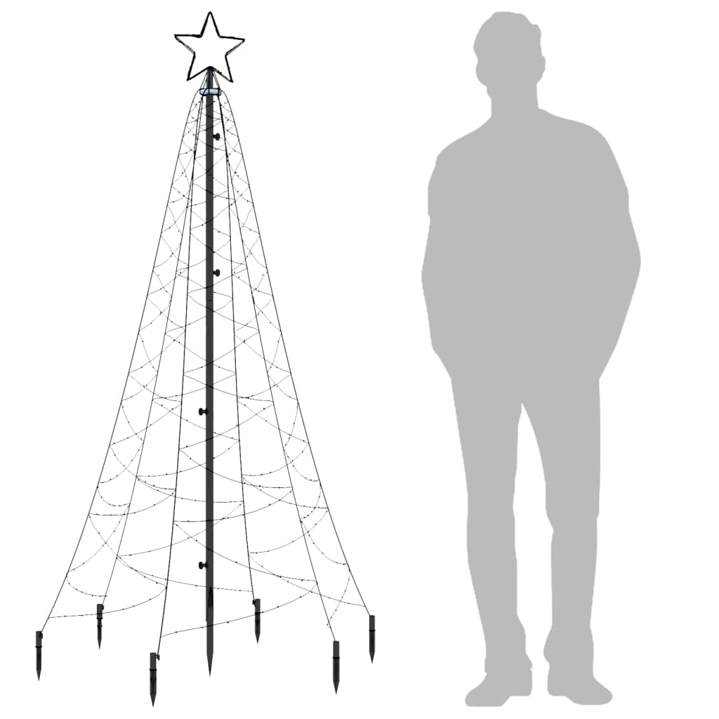 vidaXL Christmas Tree with Spike Cold White 200 LEDs 180 cm