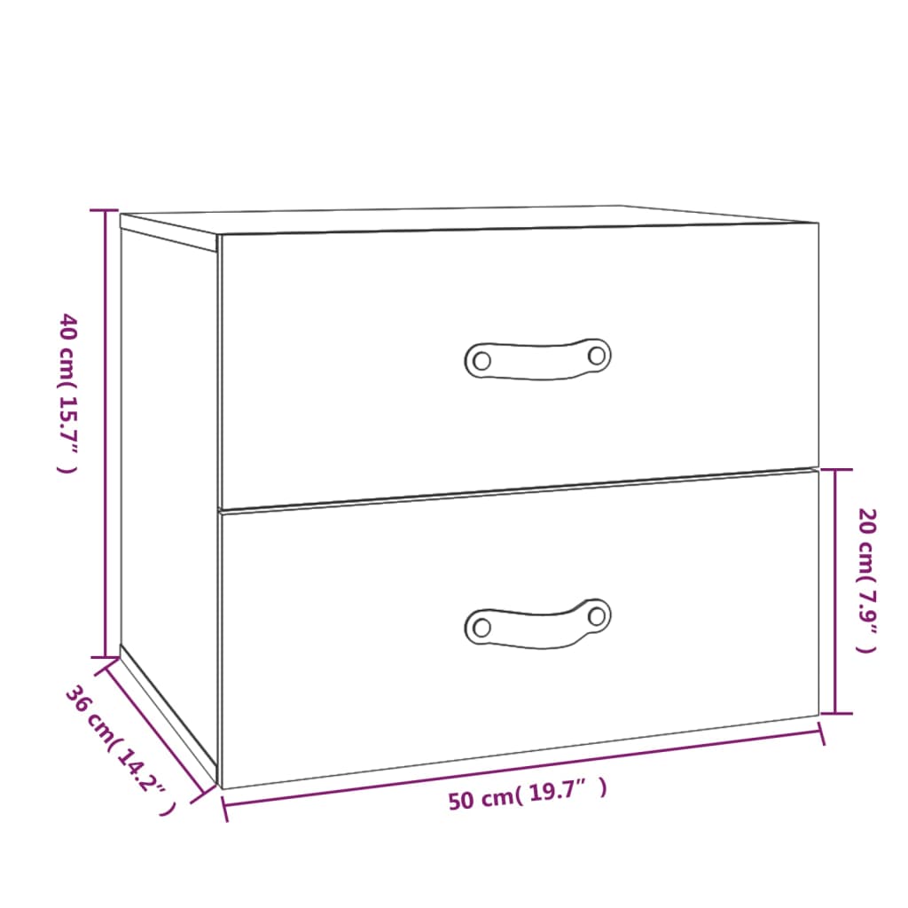 vidaXL Wall-mounted Bedside Cabinets 2 pcs 50x36x40 cm