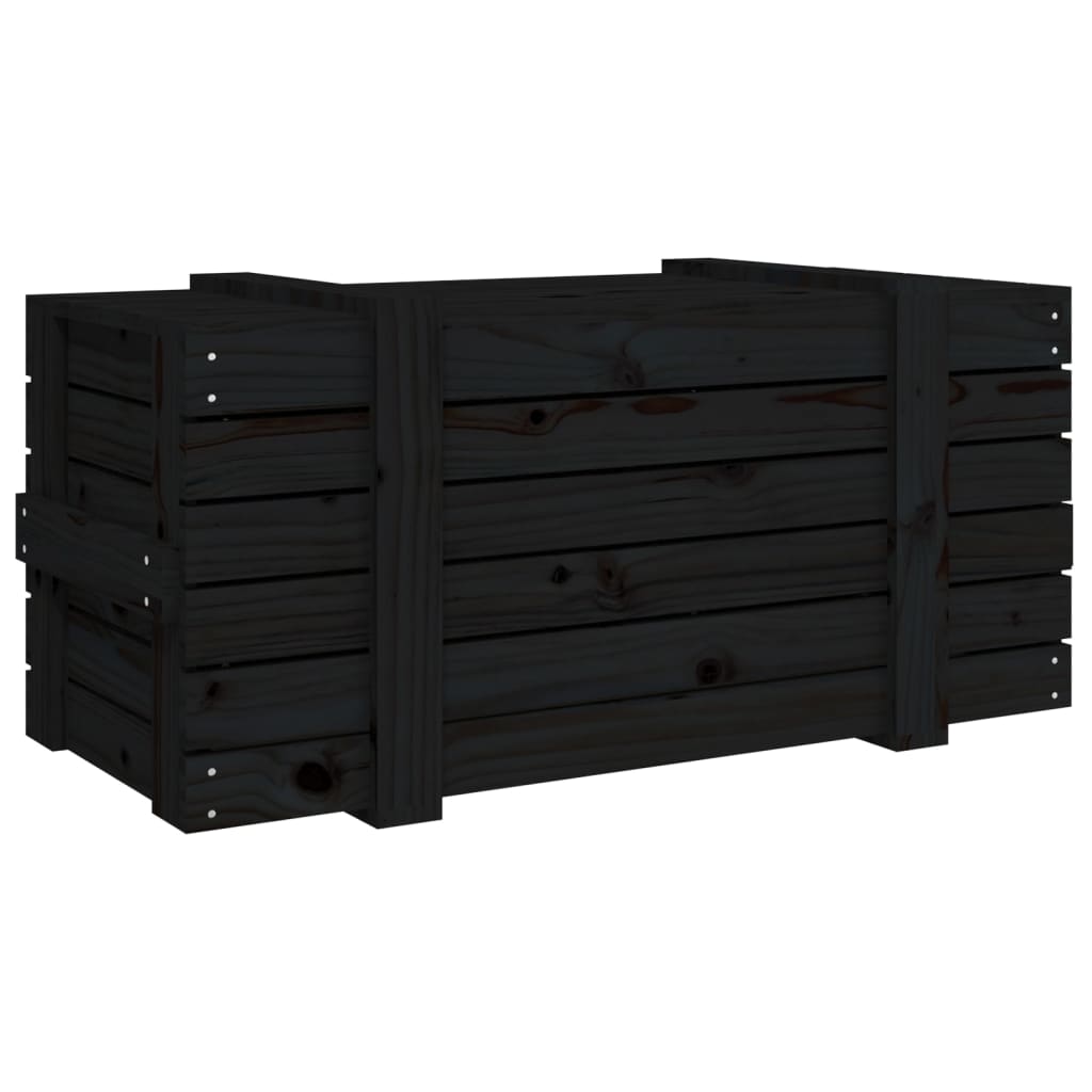 vidaXL Storage Box Black 91x40.5x42 cm Solid Wood Pine