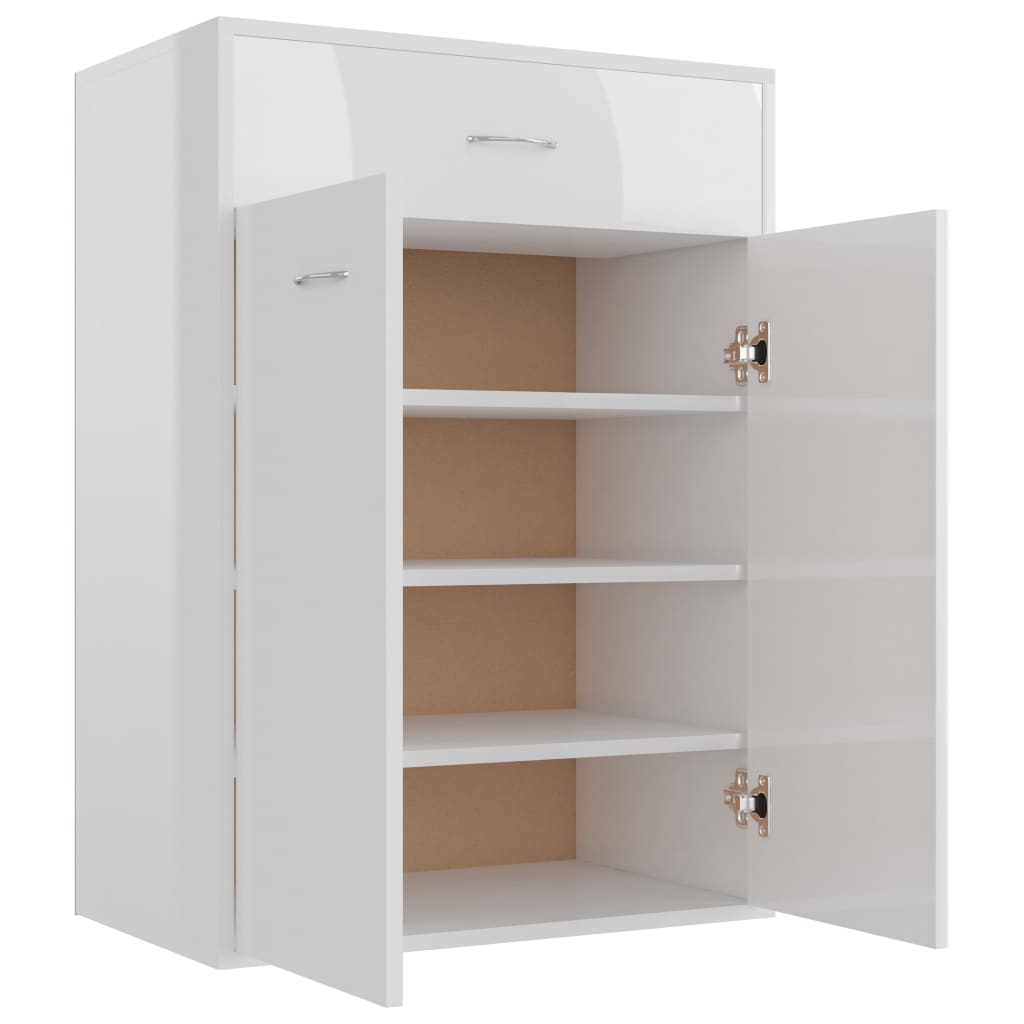 vidaXL Shoe Cabinet High Gloss White 60x35x84 cm Engineered Wood