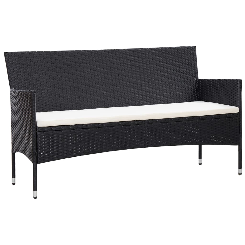 vidaXL 5 Piece Garden Lounge Set With Cushions Poly Rattan Black