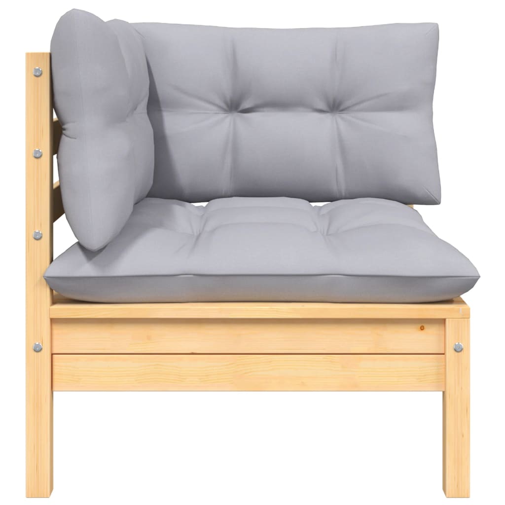 vidaXL 8 Piece Garden Lounge Set with Grey Cushions Solid Pinewood
