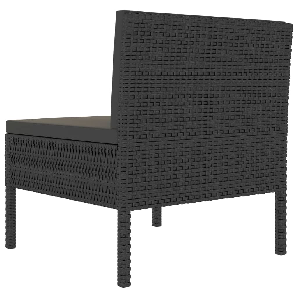 vidaXL Garden Chairs 3 pcs with Cushions Poly Rattan Black