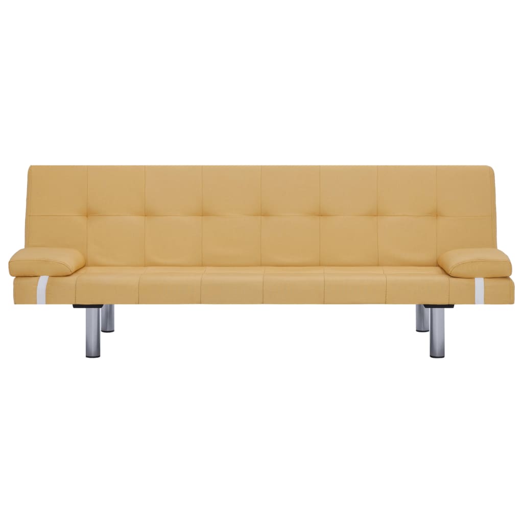 vidaXL Sofa Bed with Two Pillows Yellow Polyester